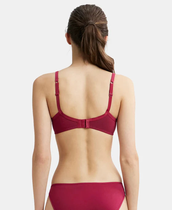 Jockey 1723 T-Shirt Bra| Wirefree | Padded | Medium Coverage | Lace Styling with Adjustable Straps | Super Combed Cotton Elastane Fabric