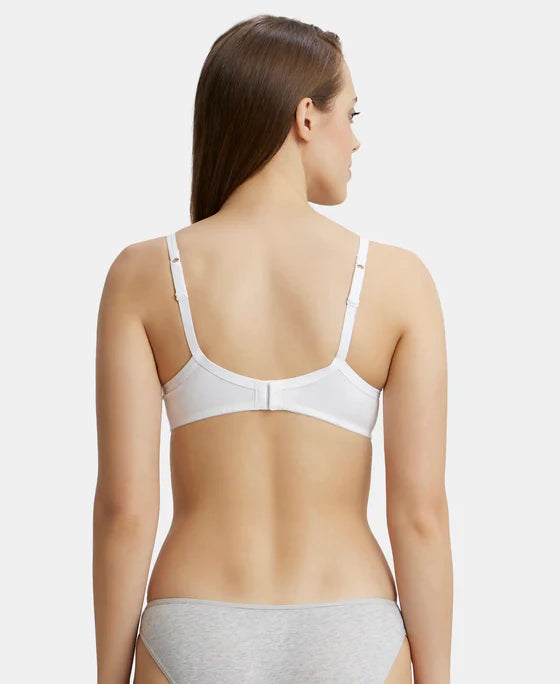 Jockey 1723 T-Shirt Bra| Wirefree | Padded | Medium Coverage | Lace Styling with Adjustable Straps | Super Combed Cotton Elastane Fabric