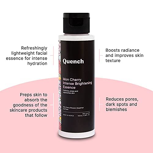 Quench Intense Brightening Face Toner with Cherry Blossom Radiance & Glycerin | Korean Essence for Glowing Skin | Preps, Hydrates & Brightens Skin |Made in Korea (100ml)