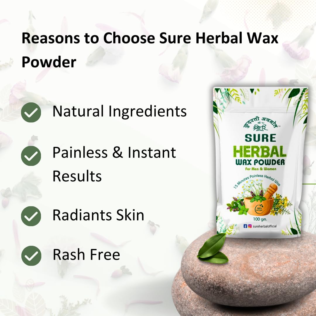 SURE Herbal Wax Powder - 15 Minute Full Body Wax Painless & Instant Hair Remover Wax