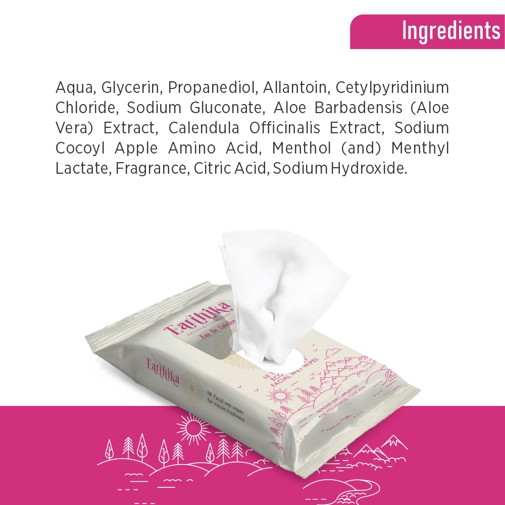 Earthika Thick & Soft Eco-Friendly Facial Wet Wipes (25 Wipes)
