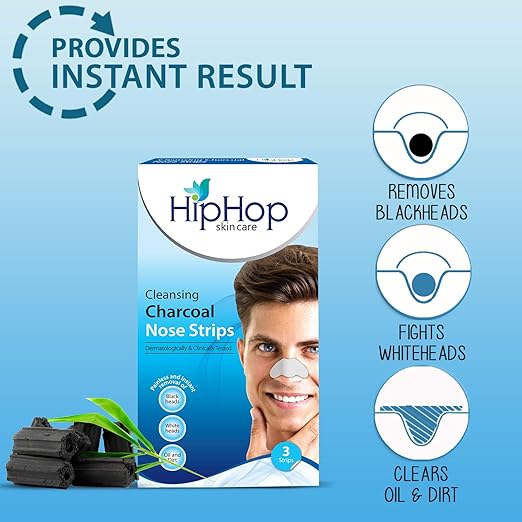 HipHop Skincare Charcoal Nose Strips Men Blackhead Remover (3 Strips)