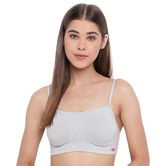 Enamor Moulded Double Layer Front Women's Cotton Cami Bra - Detachable Slim Straps with Back Keyhole, Non Padded, Wirefree, High Coverage - A022