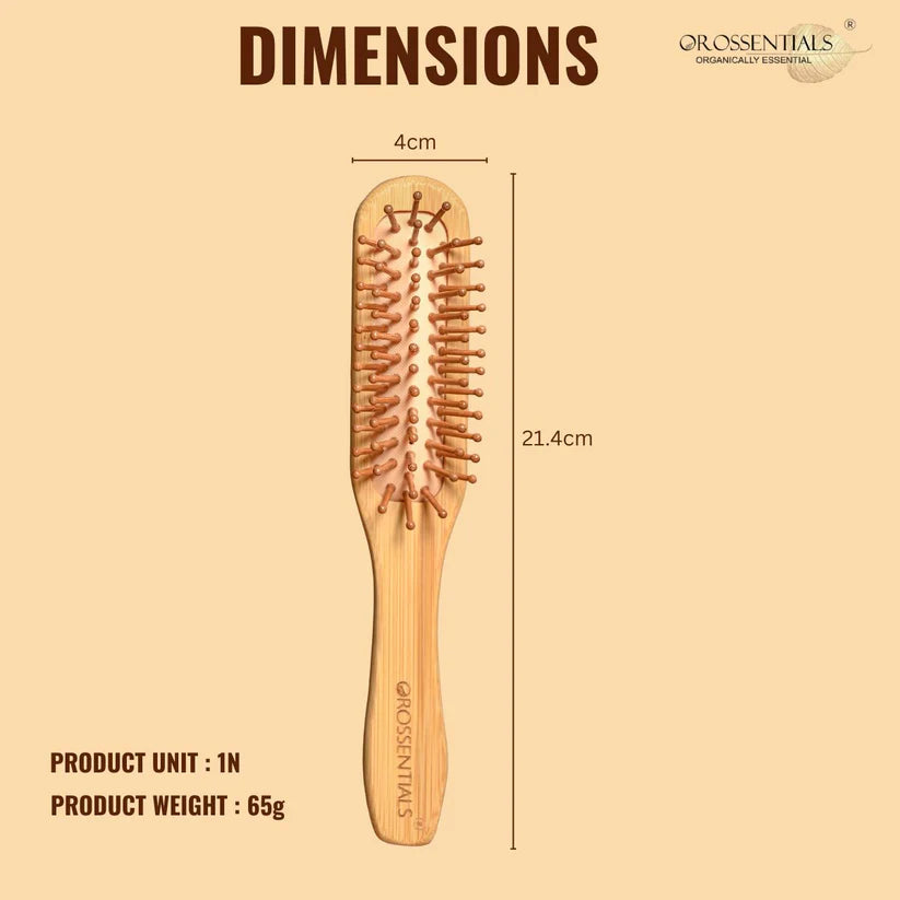 OROSSENTIALS Bamboo Bristle Wooden Long Handle Hair Brush For Women (ORO-048)