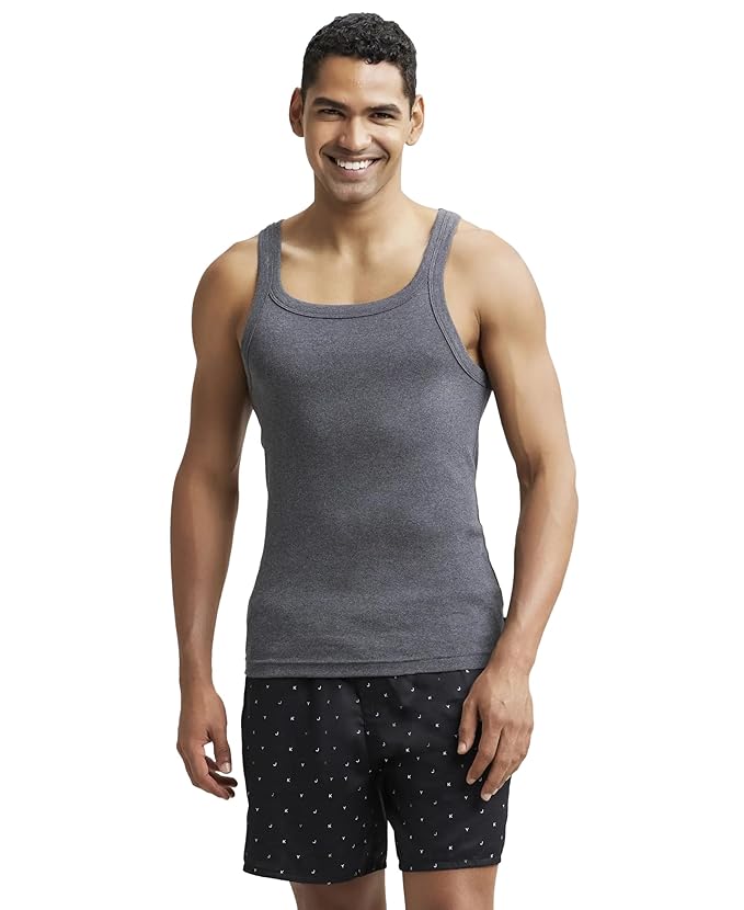 Jockey US26 Men's Super Combed Cotton Rib Square Neckline Vest