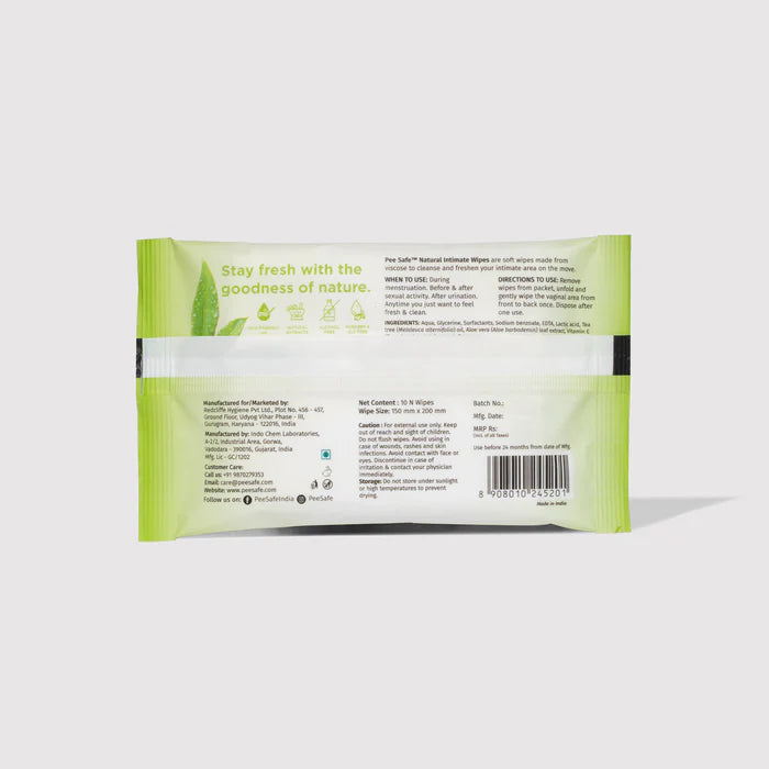 Pee Safe Natural Intimate Wipes For Women (10N)