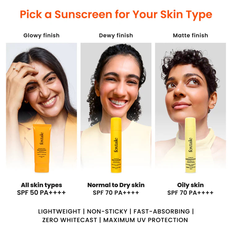 Foxtale SPF 70 Matte Finish Sunscreen for Oily Skin Provides UV protection and brightens skin | 50 ml