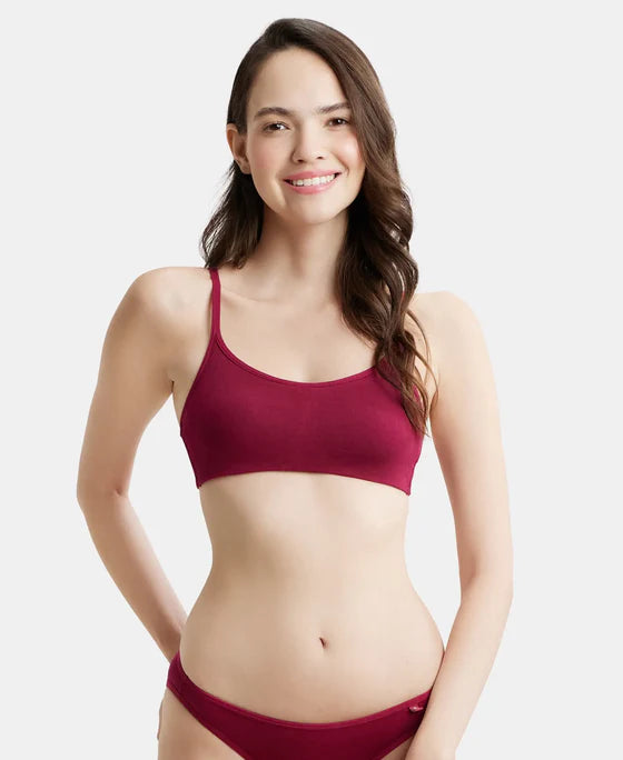 Jockey SS12 Women's Wirefree Non Padded Super Combed Cotton Elastane Stretch Full Coverage Beginners Bra with Adjustable Straps