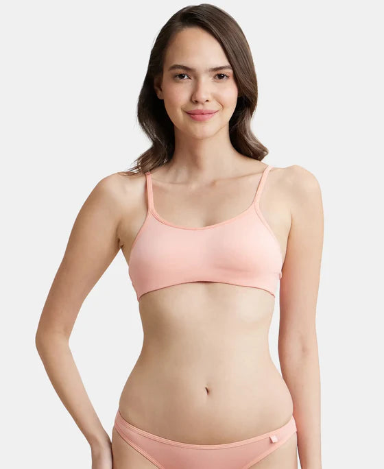 Jockey SS12 Women's Wirefree Non Padded Super Combed Cotton Elastane Stretch Full Coverage Beginners Bra with Adjustable Straps