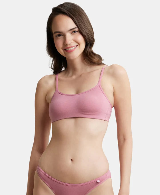 Jockey SS12 Women's Wirefree Non Padded Super Combed Cotton Elastane Stretch Full Coverage Beginners Bra with Adjustable Straps