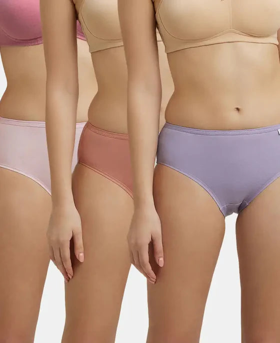 High Coverage Super Combed Cotton Mid Waist Hipster with Concealed Waistband and StayFresh Treatment 1406 (Pack of 3_Colors & Prints May Vary)