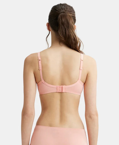 Jockey 1723 T-Shirt Bra| Wirefree | Padded | Medium Coverage | Lace Styling with Adjustable Straps | Super Combed Cotton Elastane Fabric