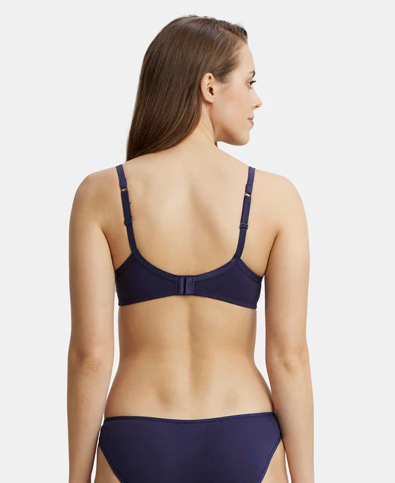 Jockey 1723 T-Shirt Bra| Wirefree | Padded | Medium Coverage | Lace Styling with Adjustable Straps | Super Combed Cotton Elastane Fabric