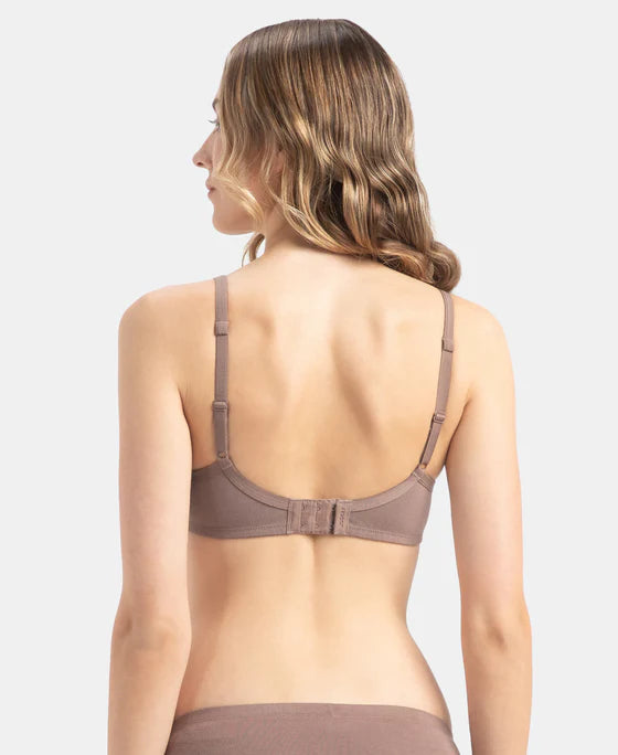 Jockey 1723 T-Shirt Bra| Wirefree | Padded | Medium Coverage | Lace Styling with Adjustable Straps | Super Combed Cotton Elastane Fabric