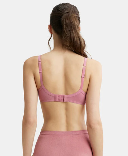 Jockey 1723 T-Shirt Bra| Wirefree | Padded | Medium Coverage | Lace Styling with Adjustable Straps | Super Combed Cotton Elastane Fabric