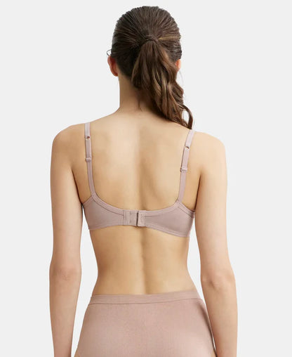 Jockey 1723 T-Shirt Bra| Wirefree | Padded | Medium Coverage | Lace Styling with Adjustable Straps | Super Combed Cotton Elastane Fabric
