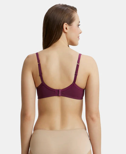 Jockey 1723 T-Shirt Bra| Wirefree | Padded | Medium Coverage | Lace Styling with Adjustable Straps | Super Combed Cotton Elastane Fabric