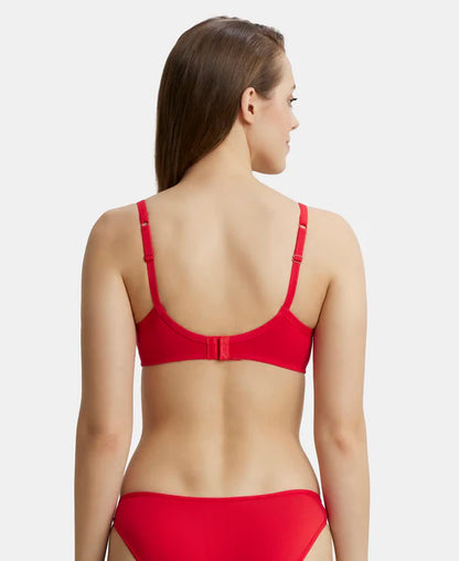Jockey 1723 T-Shirt Bra| Wirefree | Padded | Medium Coverage | Lace Styling with Adjustable Straps | Super Combed Cotton Elastane Fabric