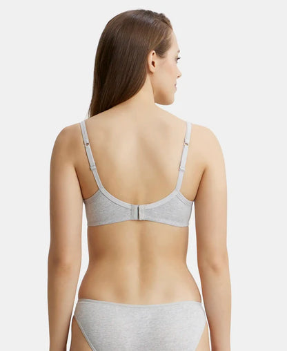 Jockey 1723 T-Shirt Bra| Wirefree | Padded | Medium Coverage | Lace Styling with Adjustable Straps | Super Combed Cotton Elastane Fabric