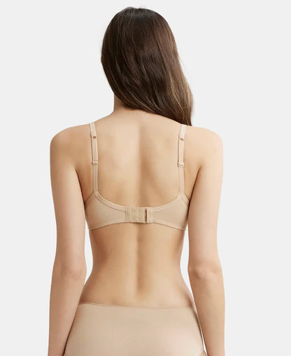 Jockey 1723 T-Shirt Bra| Wirefree | Padded | Medium Coverage | Lace Styling with Adjustable Straps | Super Combed Cotton Elastane Fabric