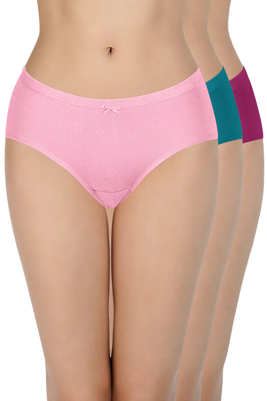 Amante  Insert Elastic Waistband Hipster Solid Assorted Panty (Pack of 3 Colors & Prints May Vary)