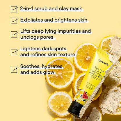Quench 2-in-1 Scrub and Clay Mask With Yuzu Vitamin C - 50 ML