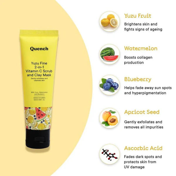 Quench 2-in-1 Scrub and Clay Mask With Yuzu Vitamin C - 50 ML