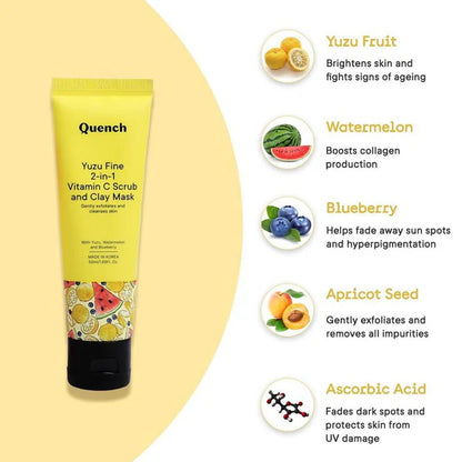 Quench 2-in-1 Scrub and Clay Mask With Yuzu Vitamin C - 50 ML