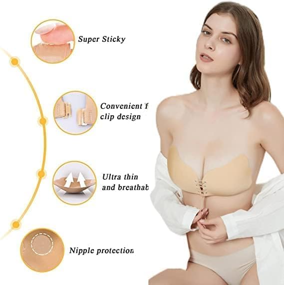 Invisible Strapless Backless Adhesive Bra Silicone Gel Stick-On Sticky Bra for Women S Invisible Push Up Design Bra