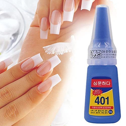 Nail Glue - Super Glue Stronger For Artificial Or Fake Nails,Nail Art 20g - Bottle 401 Rapid Fix Handmade Adhesive Quick Dry