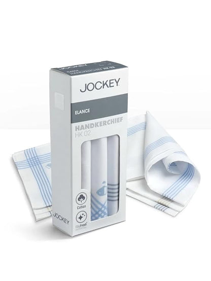 Jockey Cotton Men White Casual Style Handkerchief With Coloured Border (Pack Of 3)_HK02_White