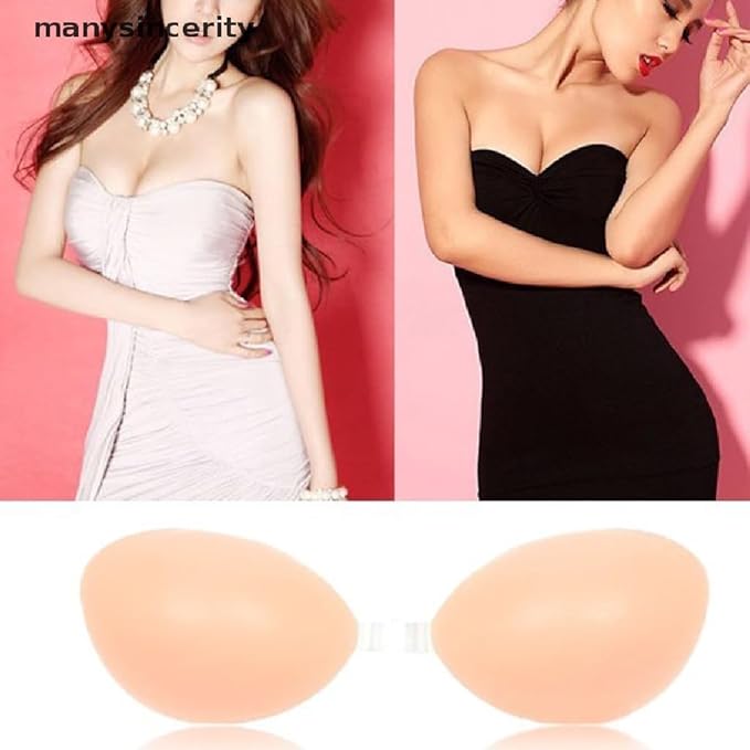 Women's & Girl's Strapless Push Up Wire Free Stick On Invisible Bra