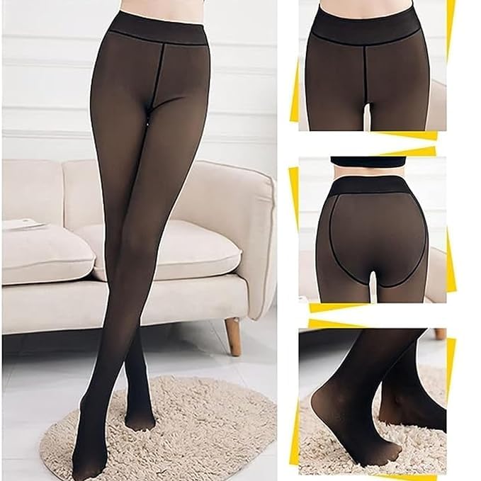 Women Skinny Fit Mid Rise Winter Fleece Warm Thermal Leggings Tights Pants