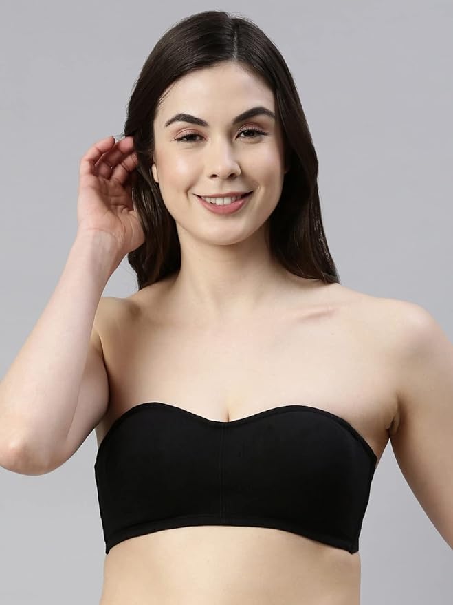 Enamor Strapless and Multiway Styling Women's Everyday Cotton Tube Bra - Perfect Shaping, Non-Padded, Wirefree, High-Coverage - A019