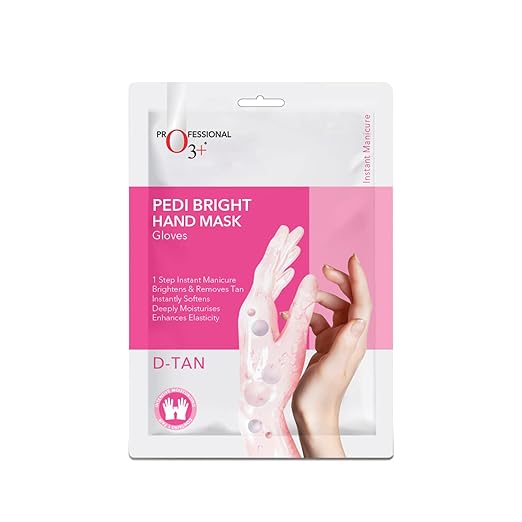 O3+ Pedi Bright Hand Gloves Cream Mask | Intensive Moisturising & Brightening Treatment for Soft, Nourished & Healthy-Looking Hands