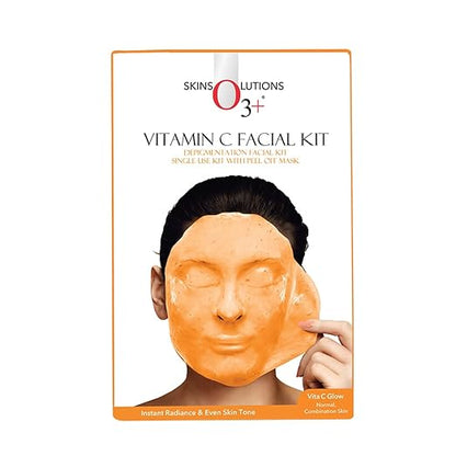 O3+ Vitamin C Facial Kit Depigmentation Single use Kit with Peel Off Mask for Instant Radiance and Even Skin Tone  Vita C Glow Normal, Combination Skin, 45g