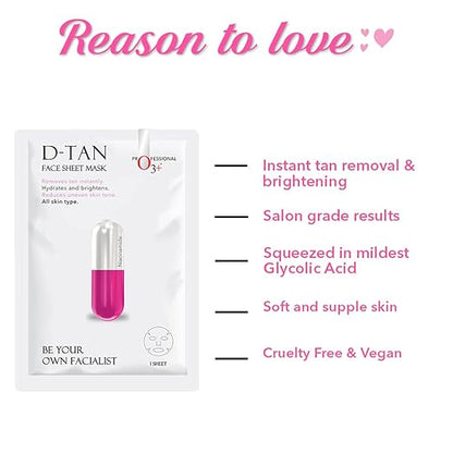O3+ Facialist Dtan Face Sheet Mask With Niacinamide reduced dark spots, acne scars, and discoloration while giving ultimate brightening