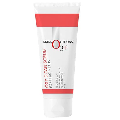O3+ Oxy D-Tan Scrub 60g for Blackheads & Glowing Skin | Anti Acne, Blackhead Remover | Detan Scrub for TAN Removal