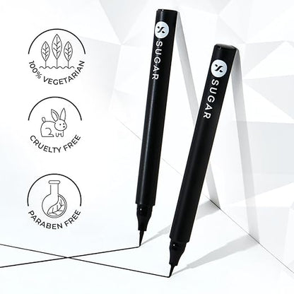SUGAR Cosmetics Wingman Waterproof Matte Finish Microliner | Liquid Eyeliner | Flexi-Tip Applicator | Pen Eyeliner | Lasts Upto 12 Hrs | Smudgeproof & Transferproof | 1.6ml