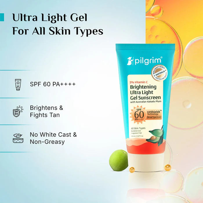 Pilgrim 5% Vitamin C Brightening Ultra Light Gel Sunscreen SPF 60 PA++++