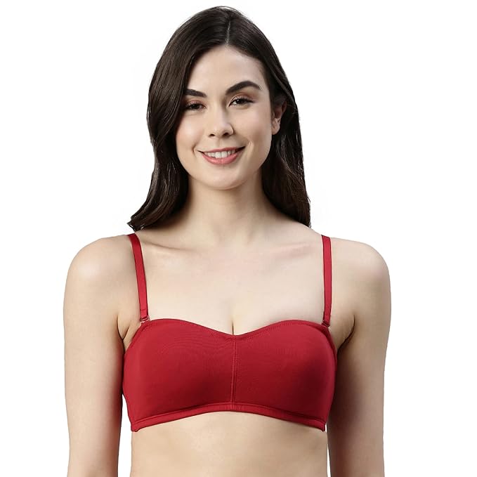 Enamor Strapless and Multiway Styling Women's Everyday Cotton Tube Bra - Perfect Shaping, Non-Padded, Wirefree, High-Coverage - A019