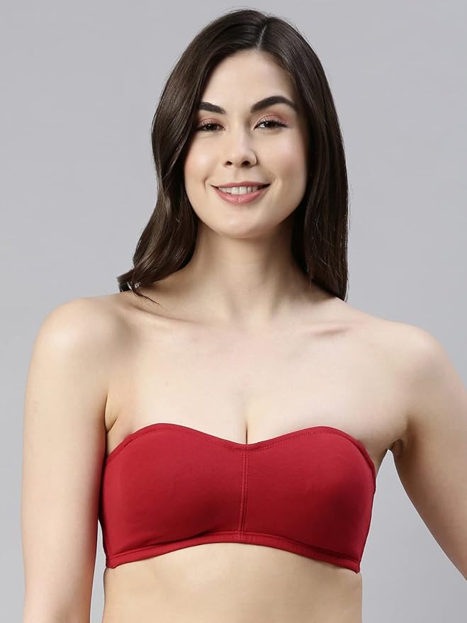 Enamor Strapless and Multiway Styling Women's Everyday Cotton Tube Bra - Perfect Shaping, Non-Padded, Wirefree, High-Coverage - A019