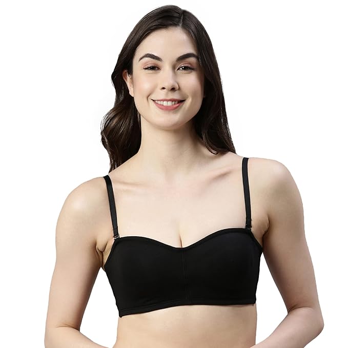 Enamor Strapless and Multiway Styling Women's Everyday Cotton Tube Bra - Perfect Shaping, Non-Padded, Wirefree, High-Coverage - A019