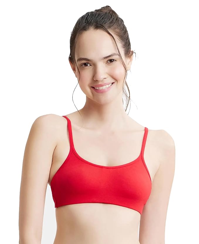 Jockey SS12 Women's Wirefree Non Padded Super Combed Cotton Elastane Stretch Full Coverage Beginners Bra with Adjustable Straps