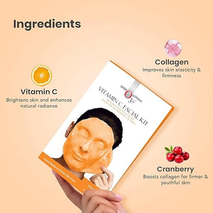 O3+ Vitamin C Facial Kit Depigmentation Single use Kit with Peel Off Mask for Instant Radiance and Even Skin Tone  Vita C Glow Normal, Combination Skin, 45g