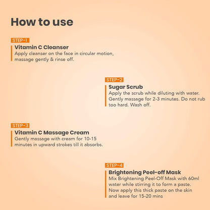 O3+ Vitamin C Facial Kit Depigmentation Single use Kit with Peel Off Mask for Instant Radiance and Even Skin Tone  Vita C Glow Normal, Combination Skin, 45g