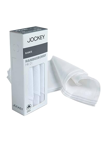 Jockey Cotton Men White Casual Style Handkerchief (Pack Of 3) Hk01_White