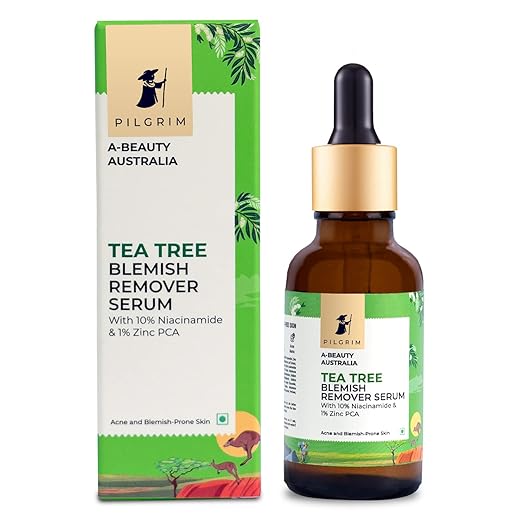 Pilgrim Tea Tree & 10% Niacinamide blemish-remover serum with Zinc PCA for acne prone skin  Acne scar reducing 10% Niacinamide serum for face