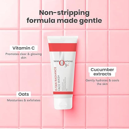 O3+ D-Tan Radiance Face Wash 60g With Vitamin C for Glowing Skin and Deep Cleansing | Detan Face Wash for TAN Removal, All Skin Types