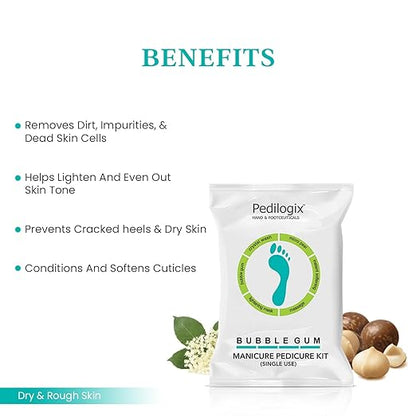 O3+ Pedilogix Bubblegum Manicure Pedicure Kit for Hand and Feet Lightening, Softening and Massage (1 Pc, 55 g 10ML)